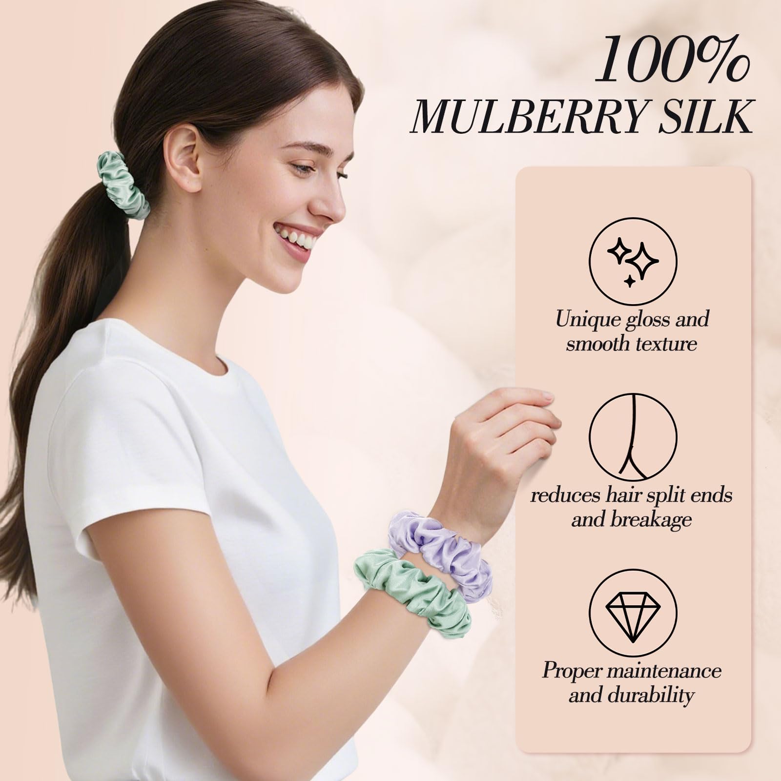 Accesorio suave de morera para recogidos elegantes en verde salvia.