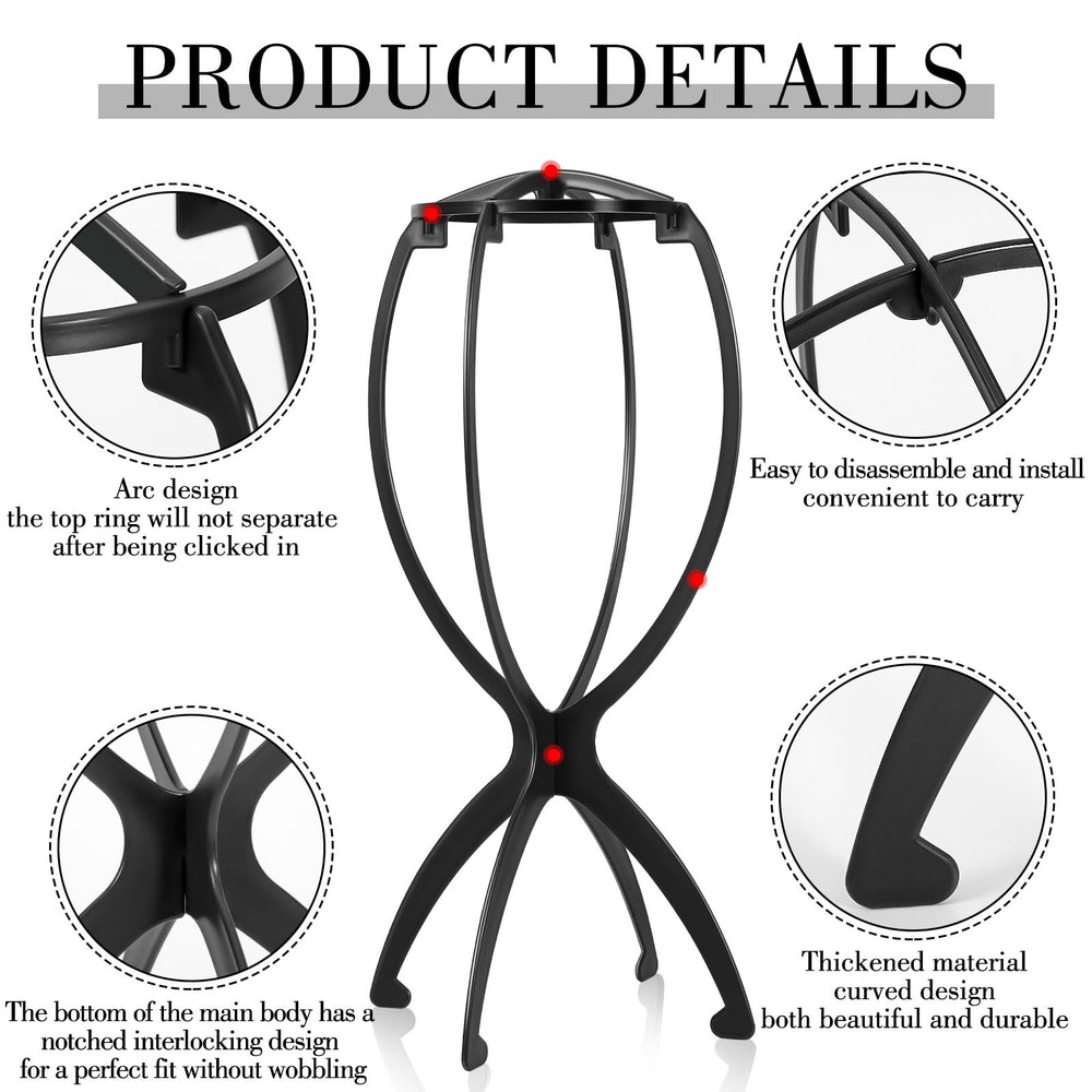 Obeoby Wig Stand Altura de 13,8 pulgadas Negro, ideal para varias pelucas.