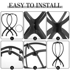 Obeoby Wig Stand Ensamblaje Fácil Negro, montaje rápido para casa.