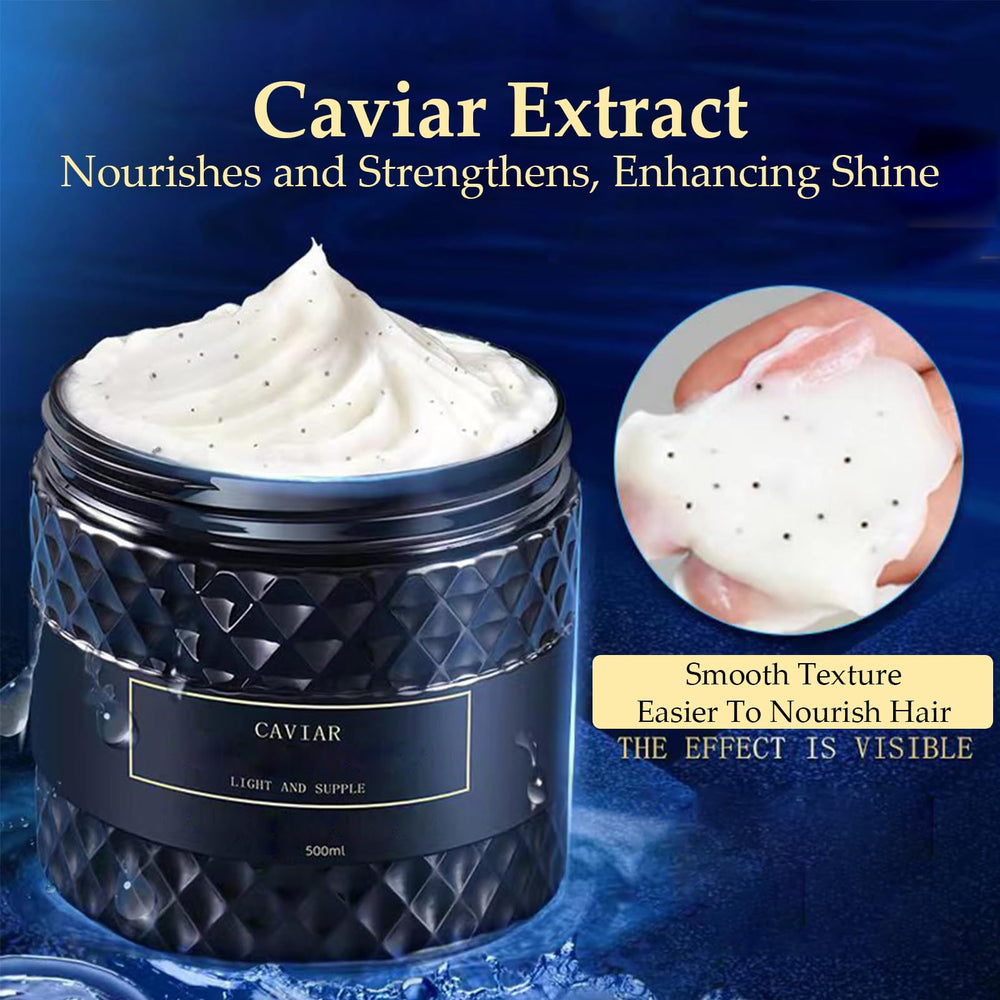 OBRADOYA Caviar Mascarilla Cabello - enfoque en reparación suave y brillo natural.