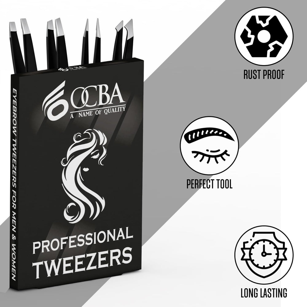 OCBA pinzas cejas punta aplanada facilita uso cómodo diario.