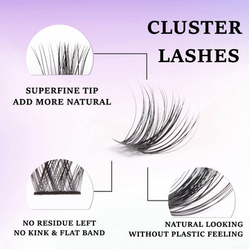 Ocean Pearl Lash Clusters en bandeja de muestras para seleccionar longitudes 10–16 mm.