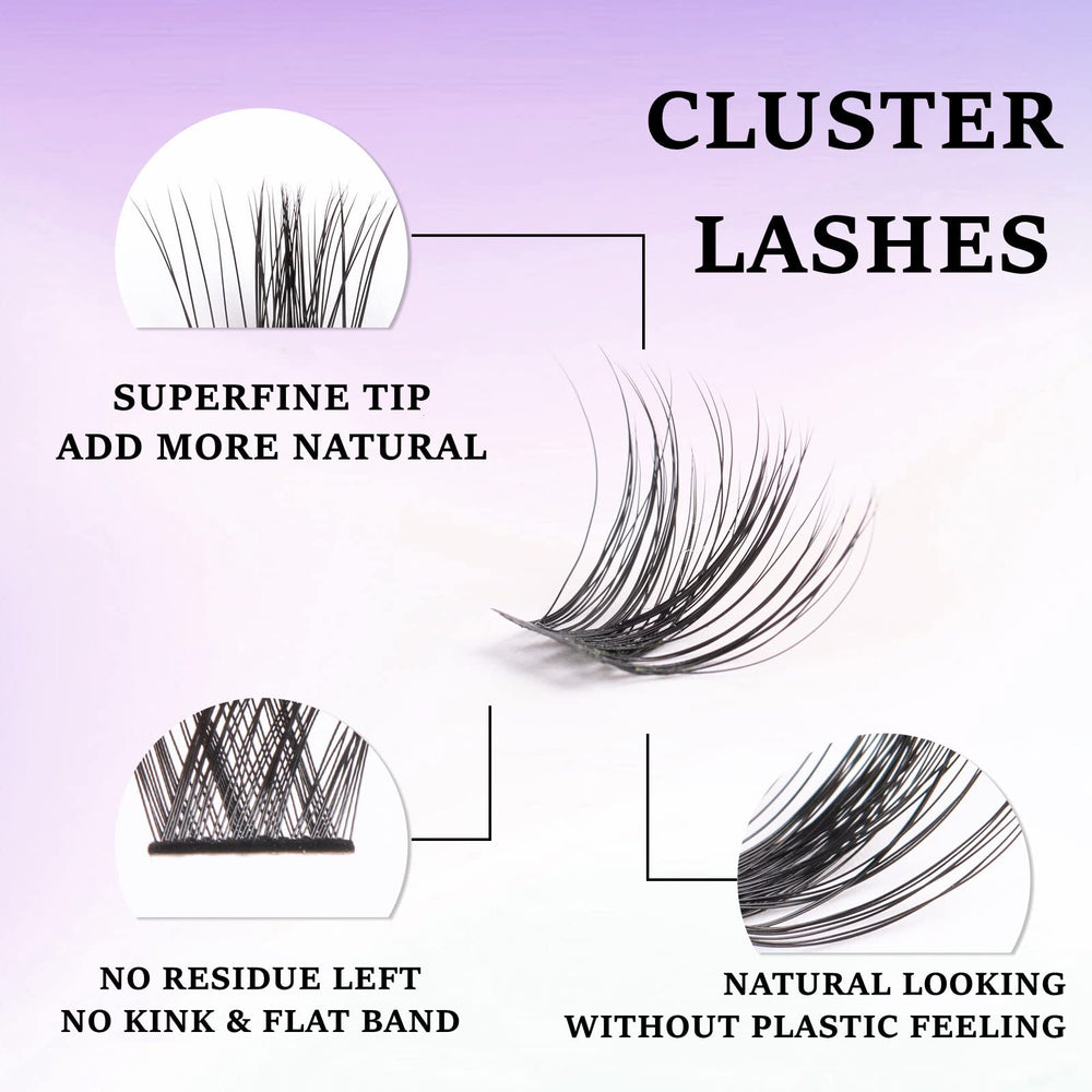 Ocean Pearl Lash Clusters en bandeja de muestras para seleccionar longitudes 10–16 mm.