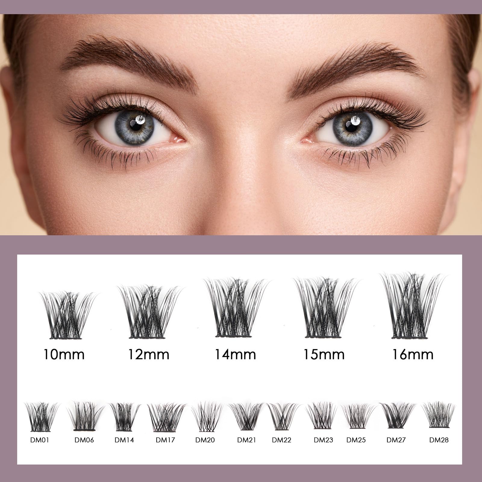 Ocean Pearl Lash Clusters con longitudes 10–16 mm para acabado natural o intenso.