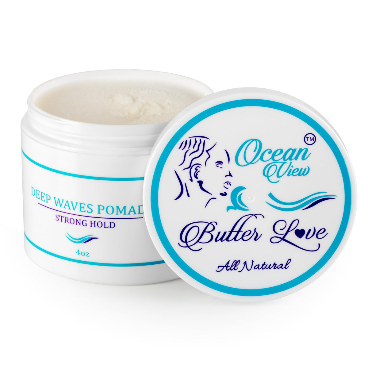 Ocean View Deep Waves Pomade Butter Love, botella 4 oz, define ondas con buena sujeción.
