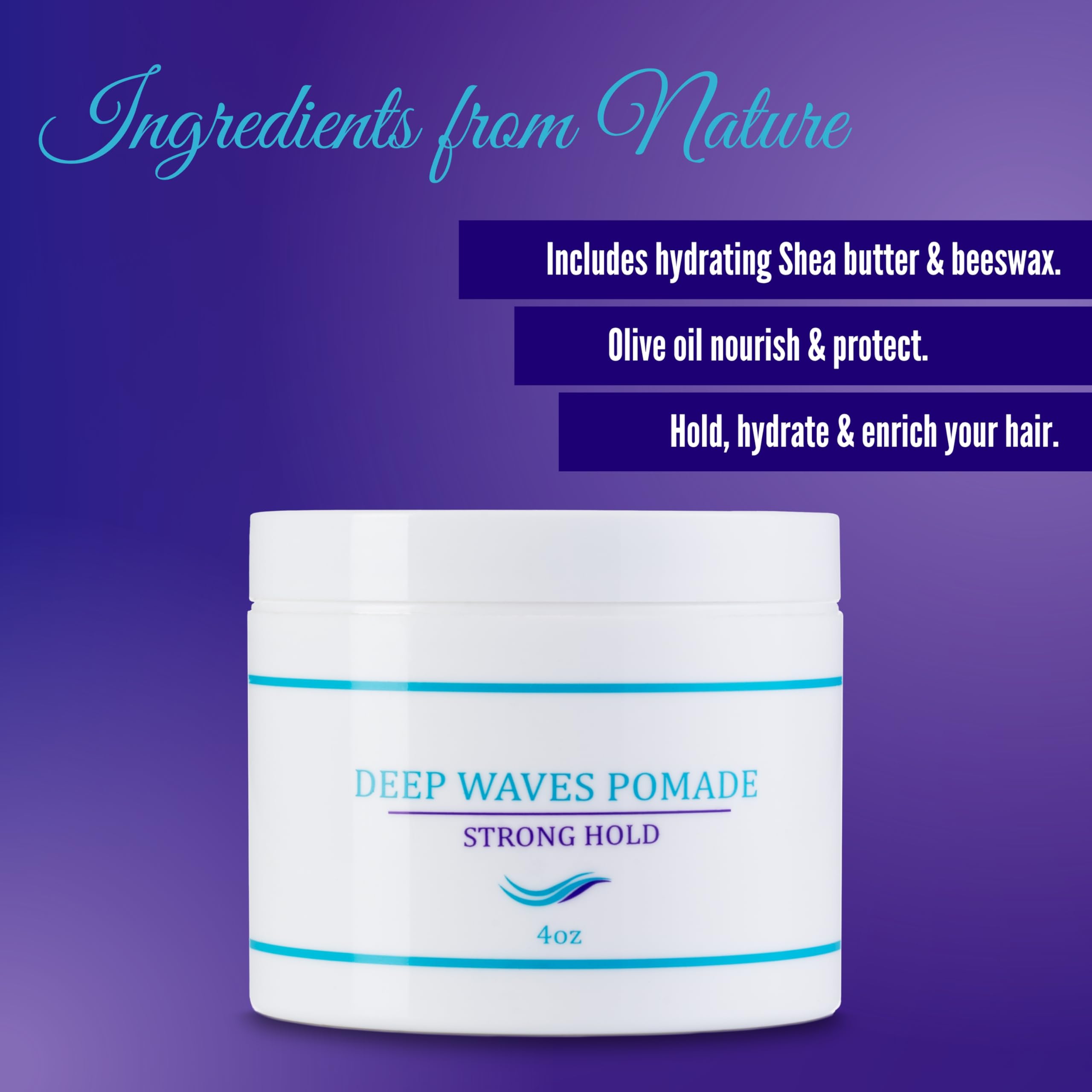 Ocean View Deep Waves Pomade para cabello en fase de desarrollo de ondas, hidratación sin acumulación grasa.