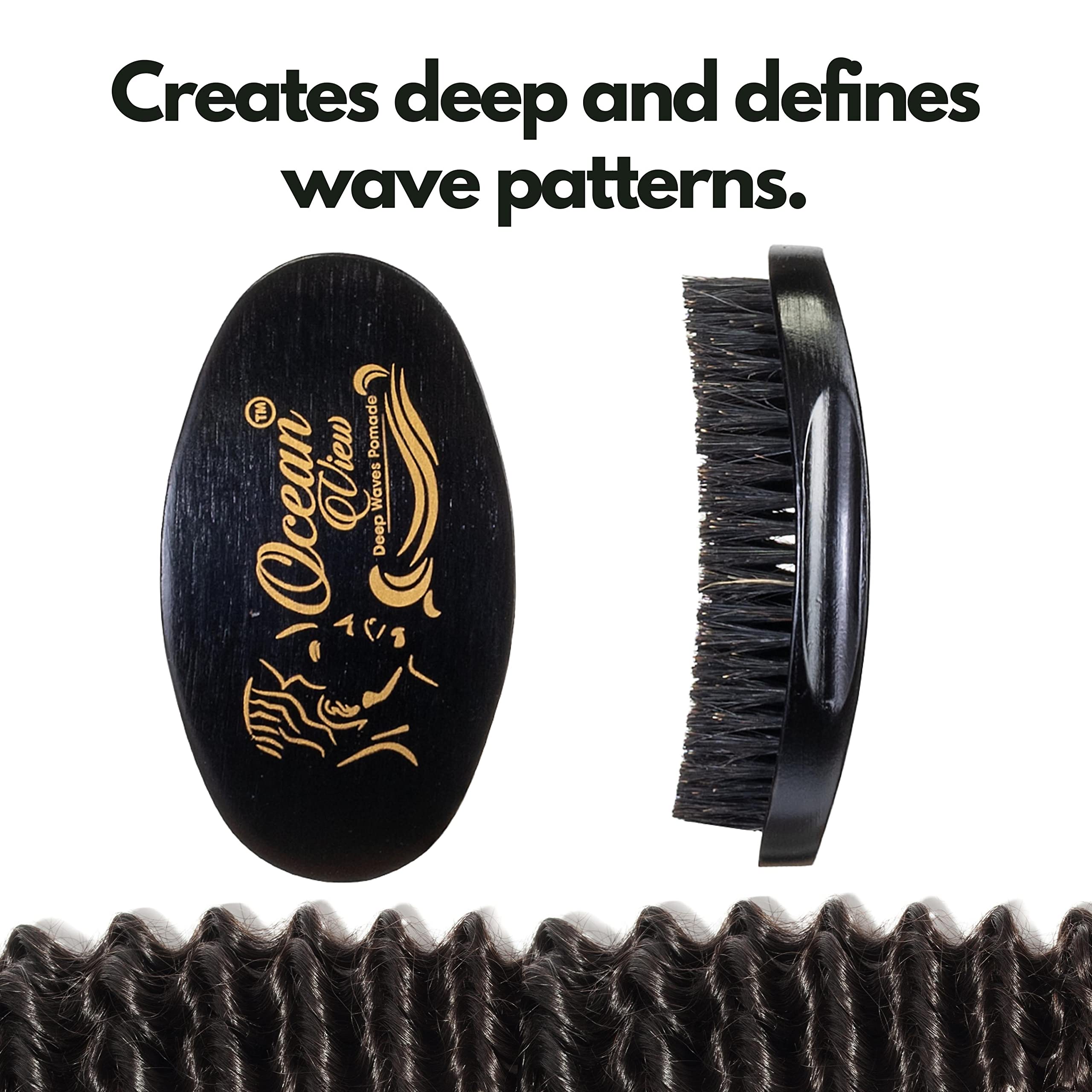 Ocean View Deep Waves Pomade, indentaciones pulgar, diseño cómodo para sesiones largas de peinado.