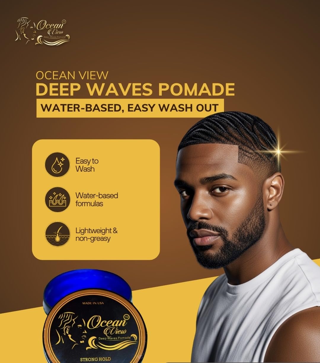 OCEAN VIEW DEEP WAVES POMADE, aplicación para peinado y definición de ondas
