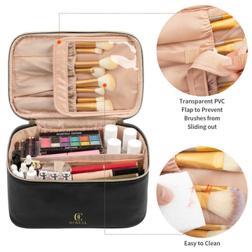 OCHEAL bolsa maquillaje con divisores de velcro flexibles para ordenar cosméticos.