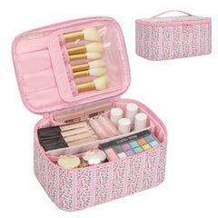 OCHEAL bolsa de maquillaje rosa floral, ideal para viajes y organización diaria.