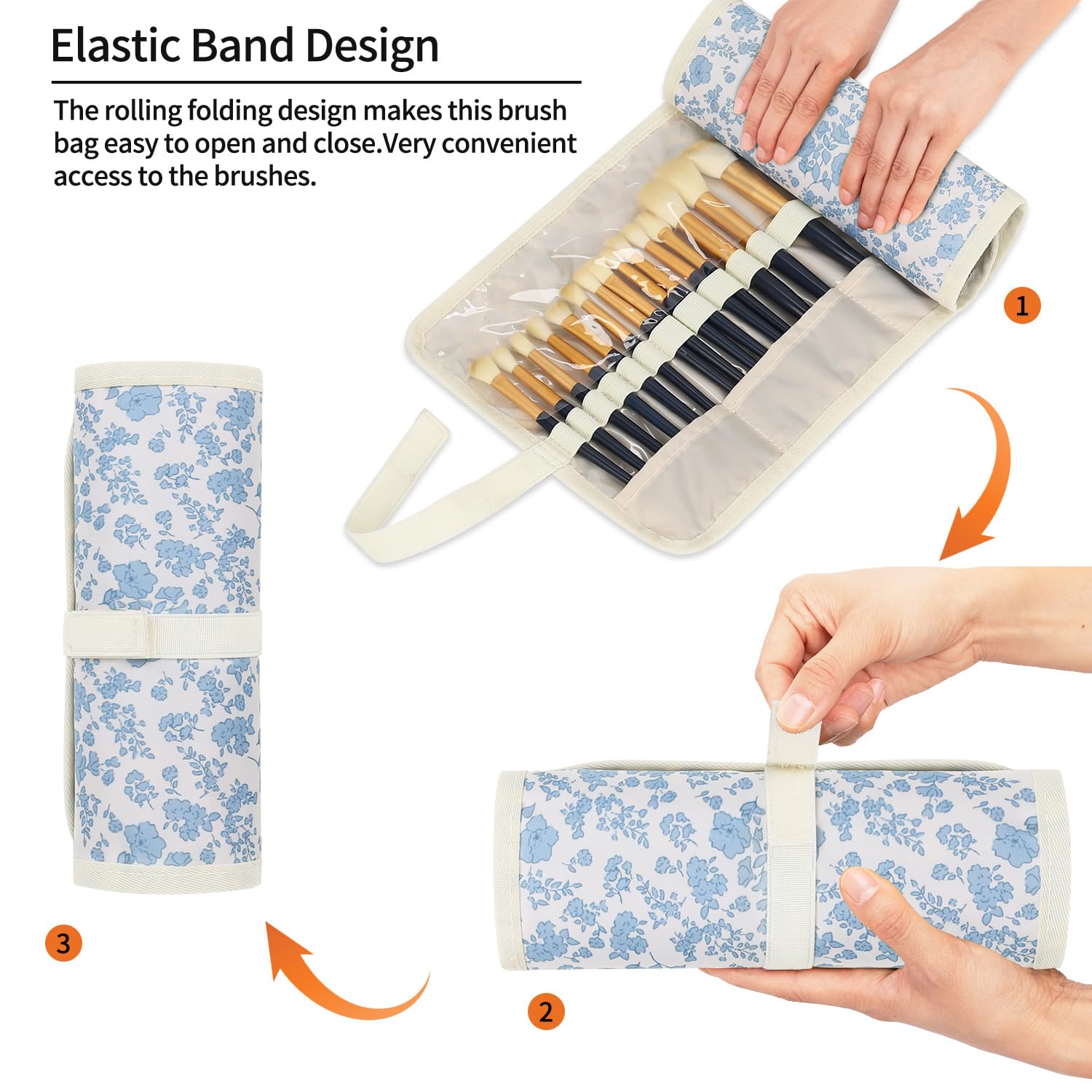 OCHEAL diseño en rollo para pinceles maquillaje apertura rápida con Velcro.