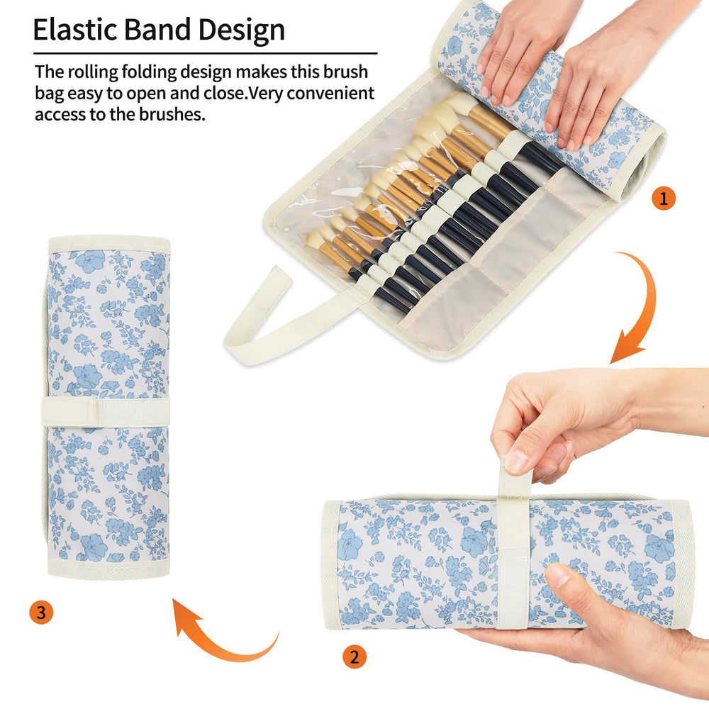 OCHEAL diseño en rollo para pinceles maquillaje apertura rápida con Velcro.