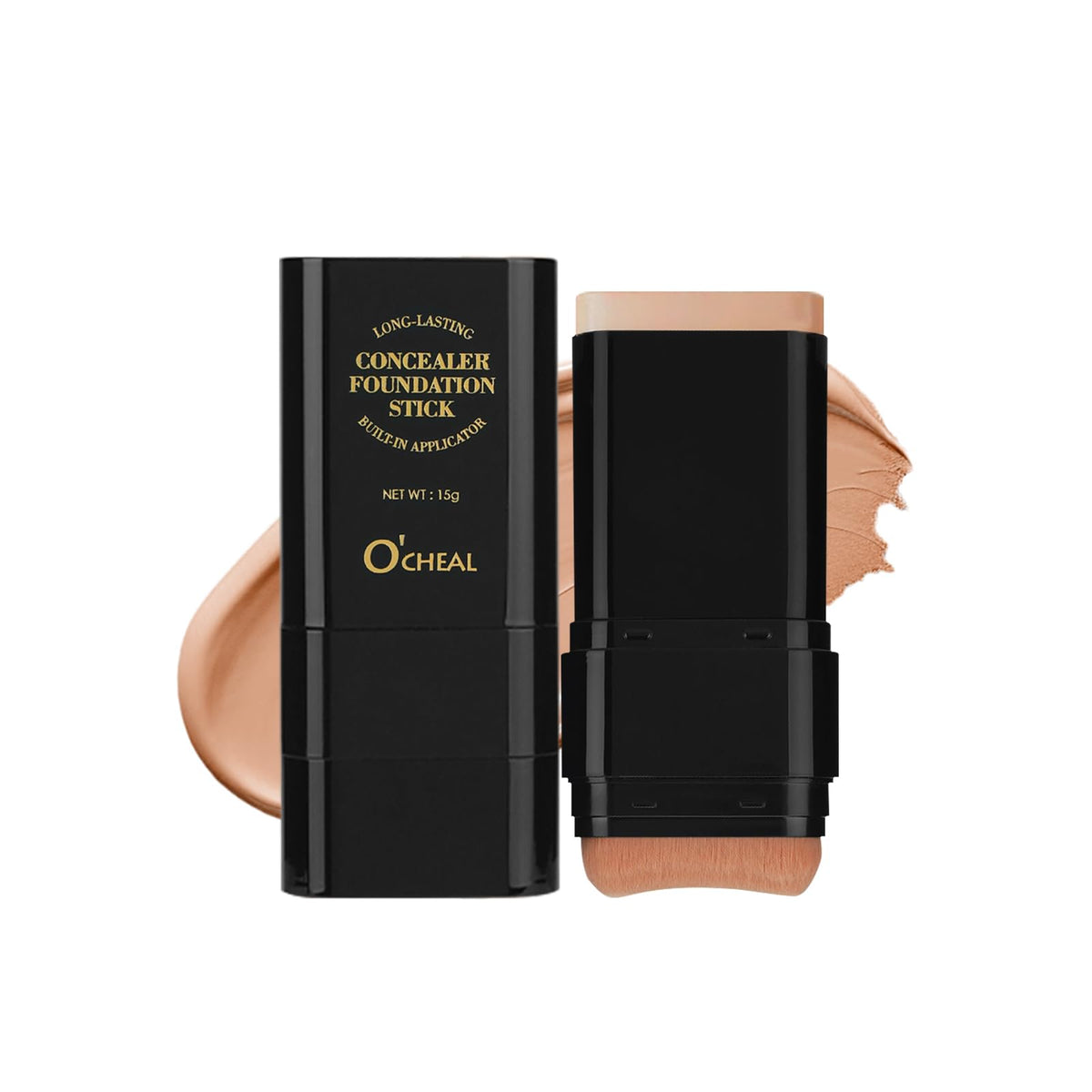 O'CHEAL Face Foundation Contour Stick 04WHEAT aplicada suavemente para tono uniforme