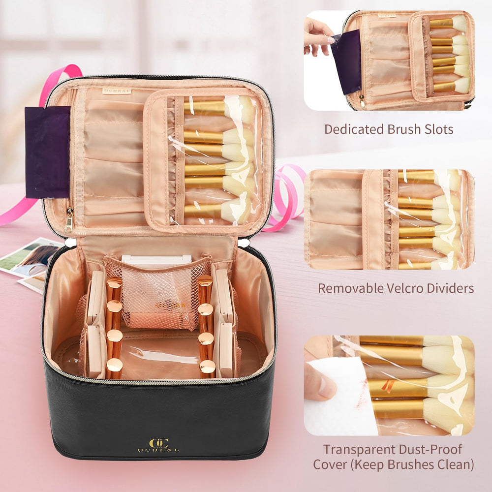 OCHEAL trousse-maquillage zip double – acces rapide lors des deplacements