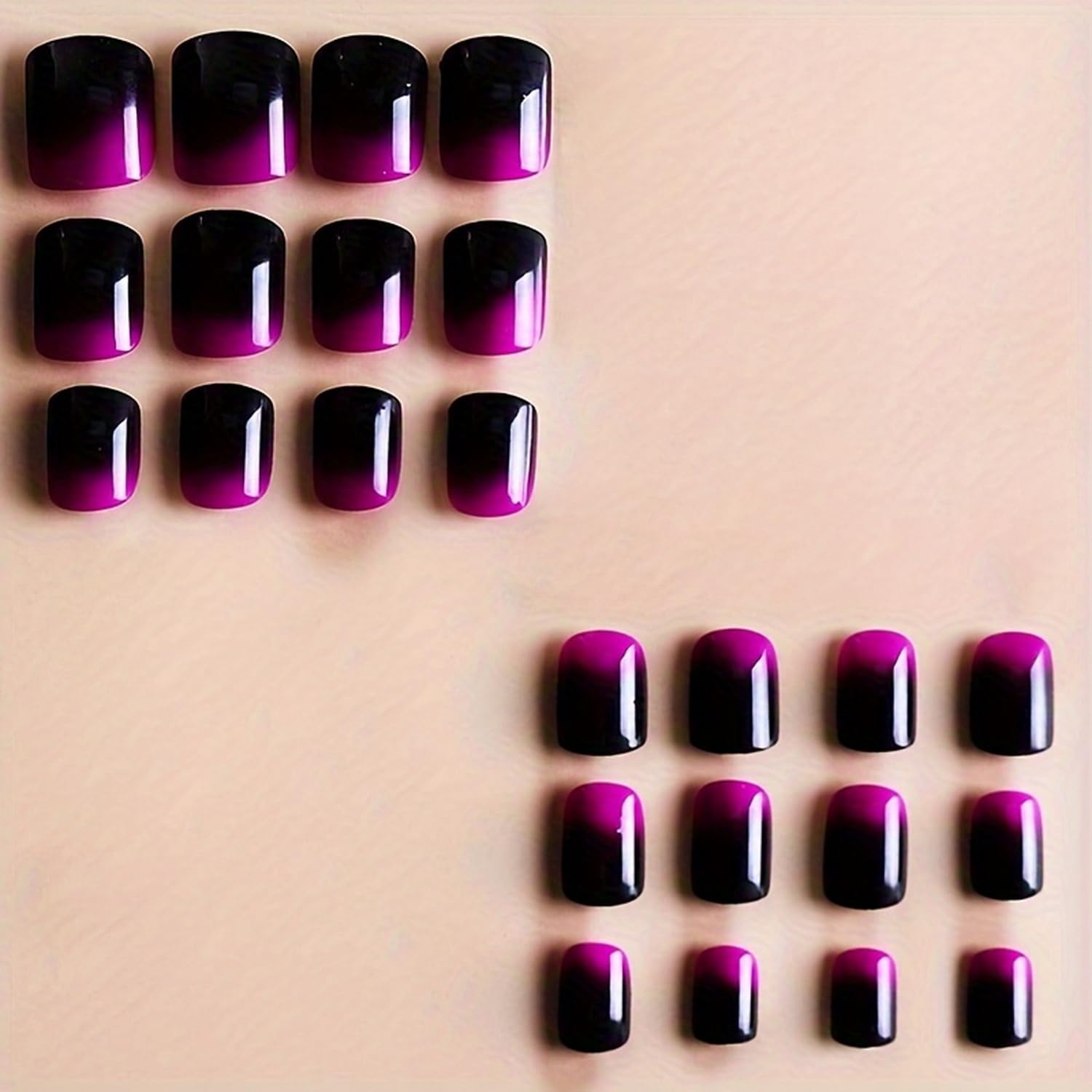 Uñas OCOUYVD: brillo morado-negro para un acabado luminoso