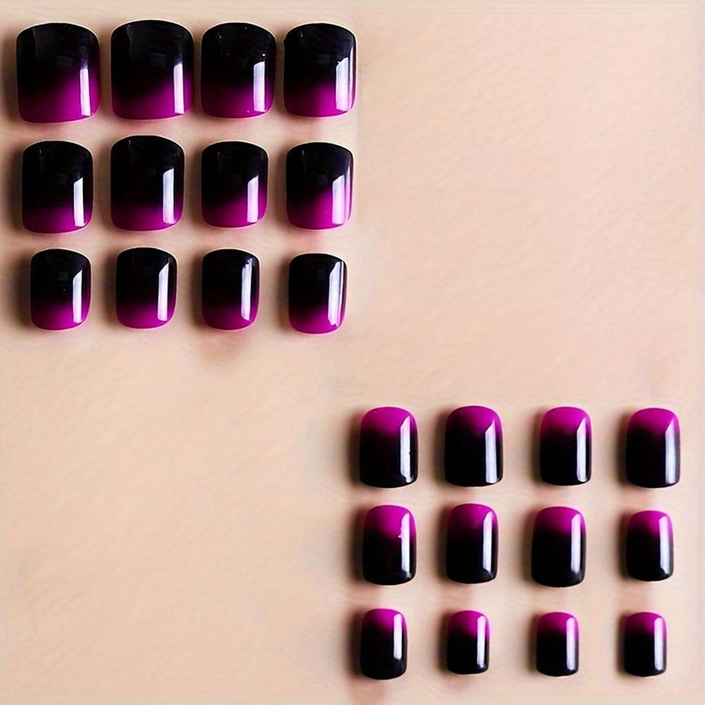 Uñas OCOUYVD: brillo morado-negro para un acabado luminoso