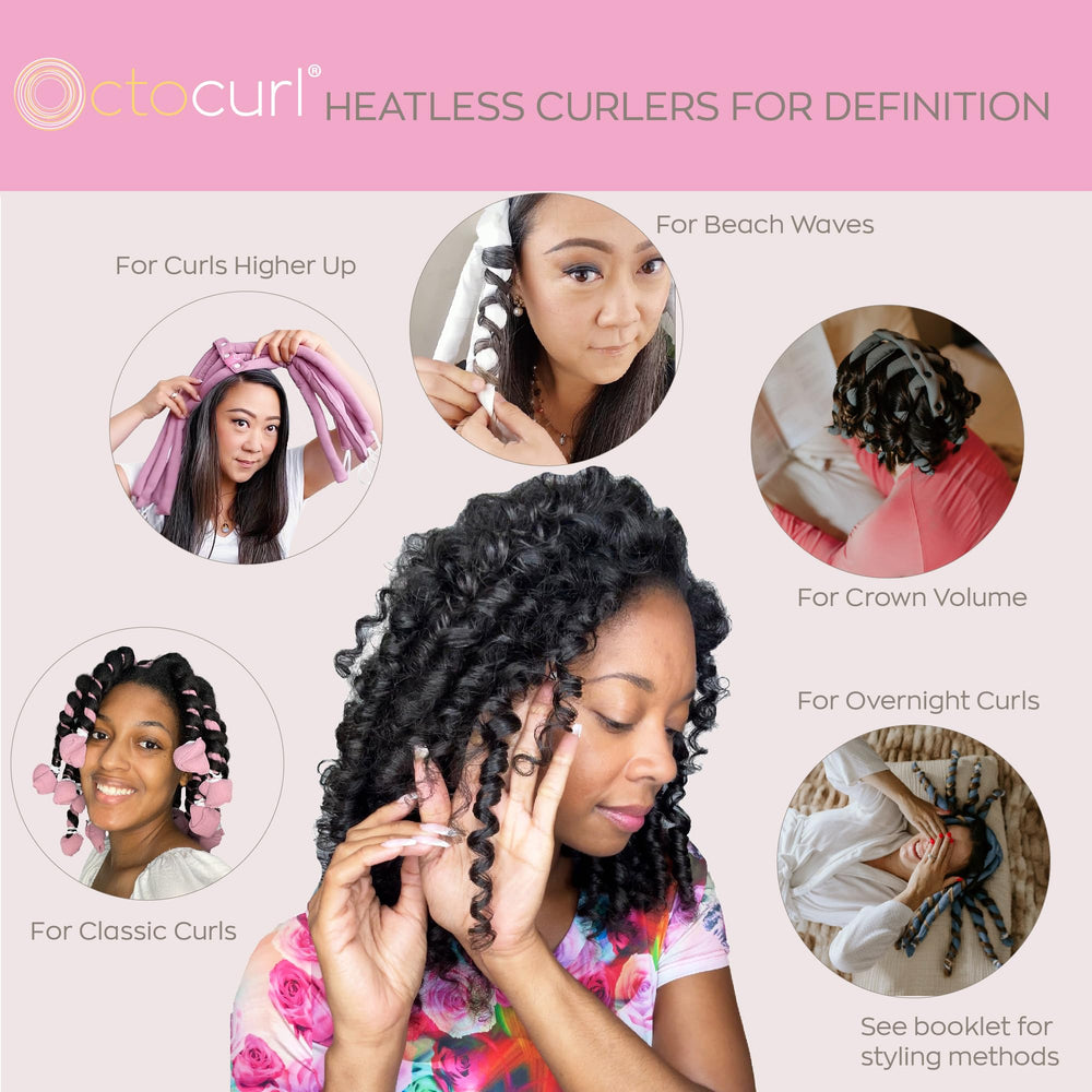 Octocurl cabellos medios delicados con fijación suave sin calor.
