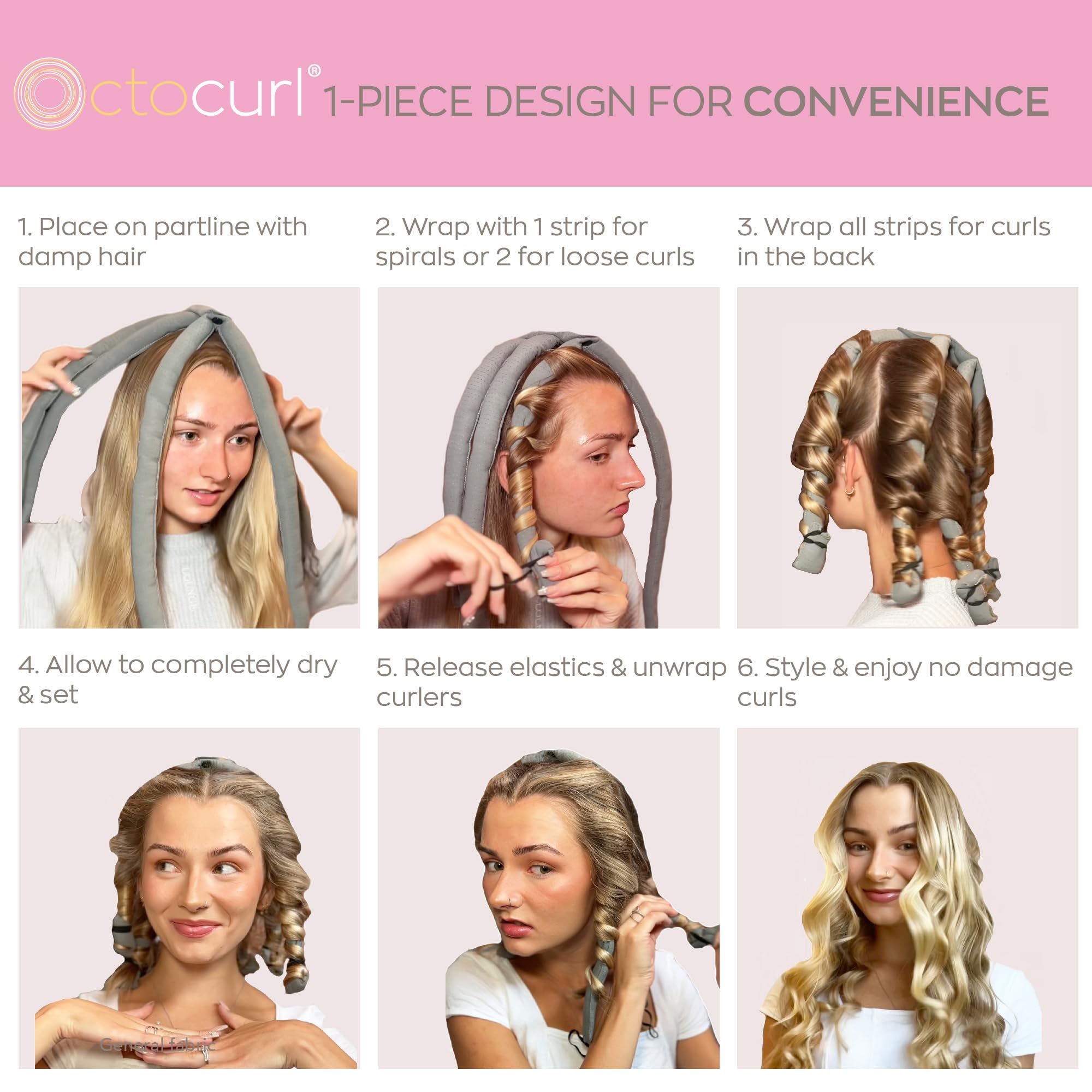 Octocurl uso diurno y nocturno para cabello largo sin calor