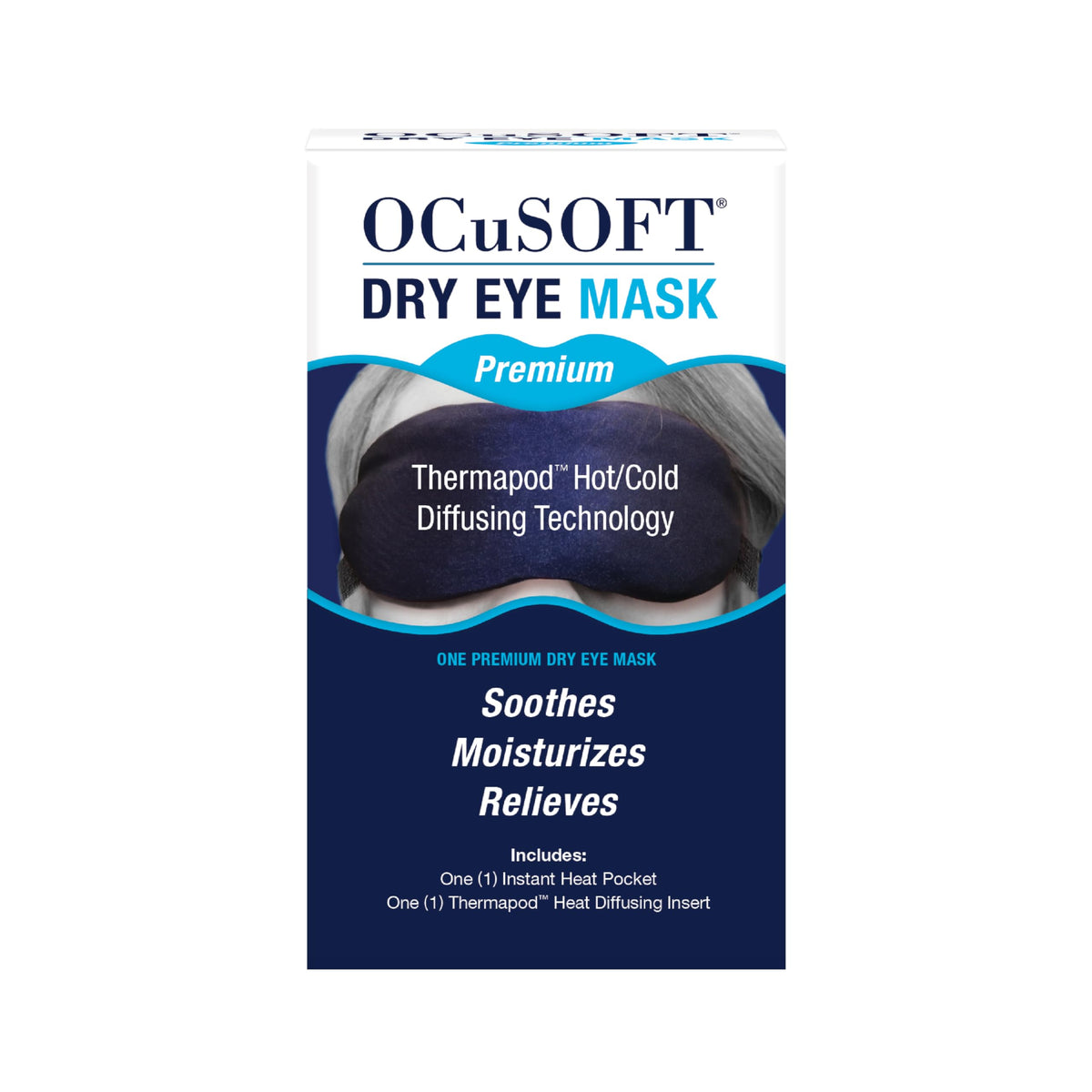 Ocusoft Masque Oculaire Premium emballage clair et pratique.