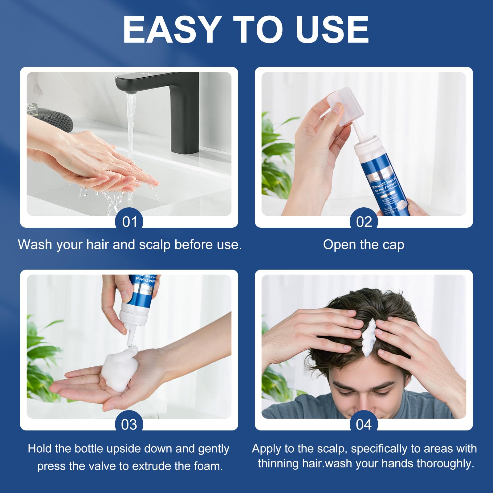 OCVWJKD Minoxidil espuma, práctico formato de seis meses de suministro