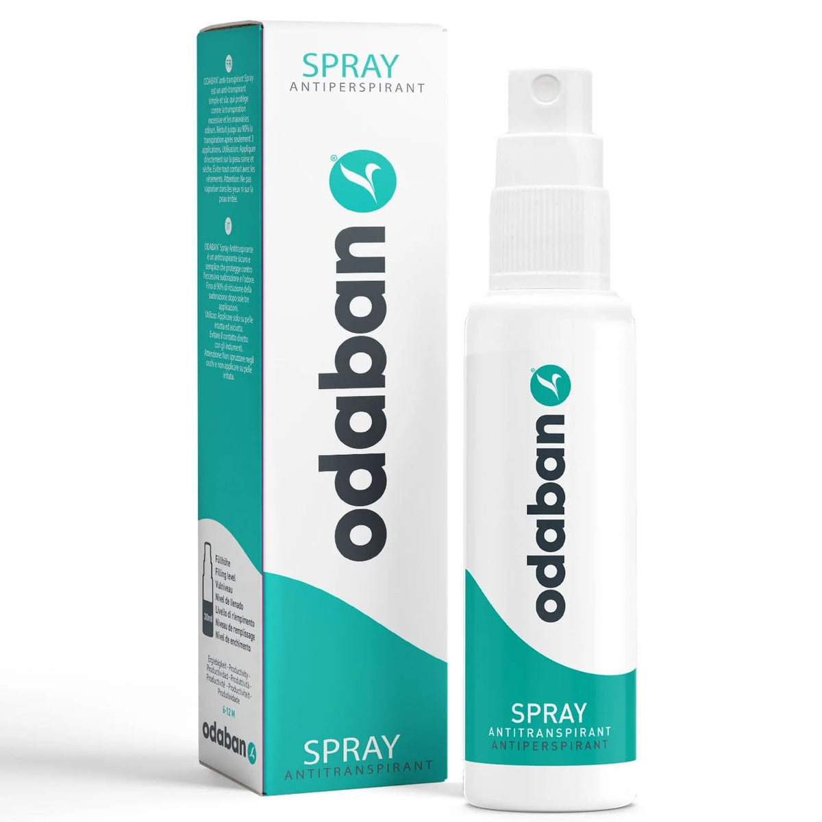 ODABAN ANTIPERPSPIRANT botella sin fragancia para uso diario sin irritación.