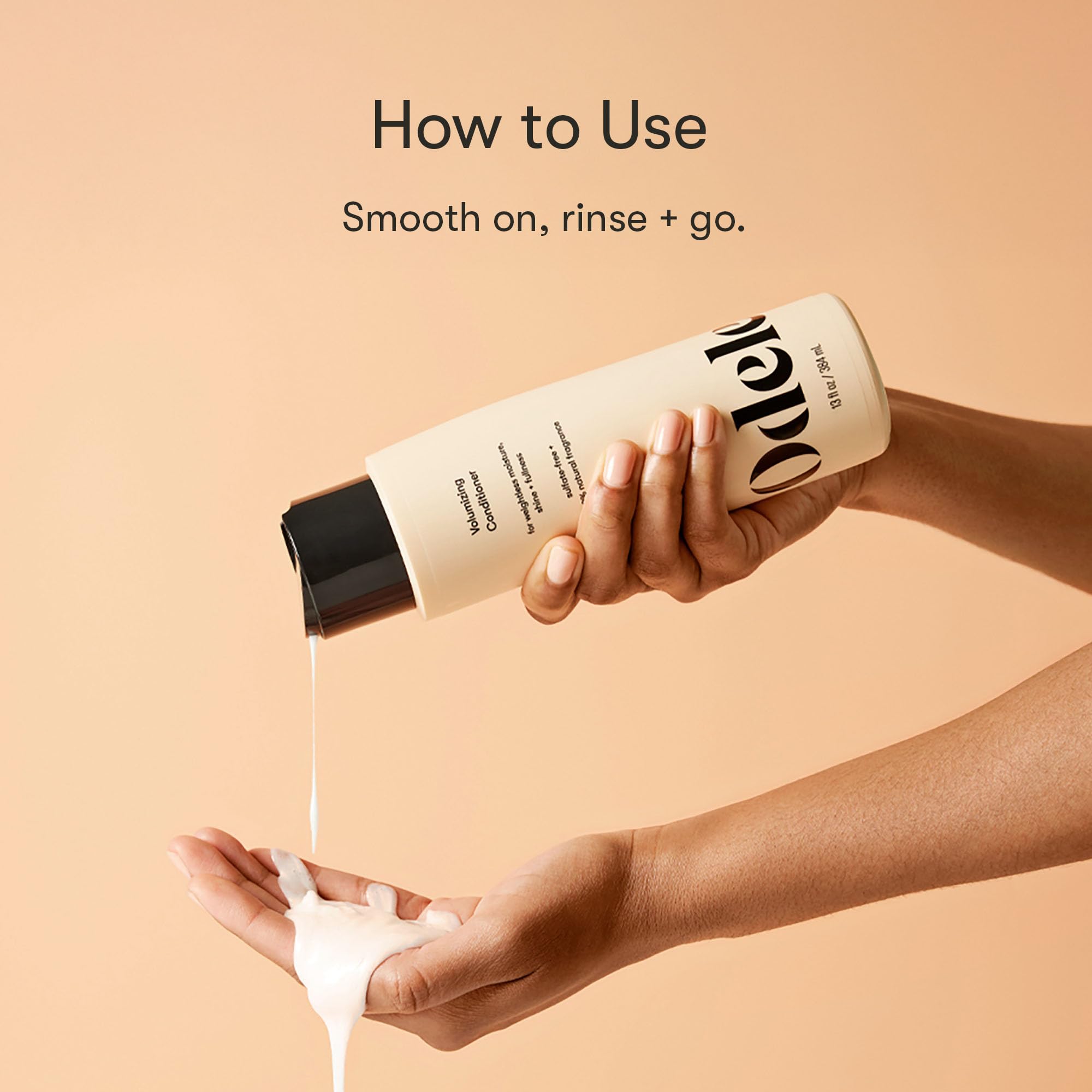 Acondicionador Odele Volumen, brillo sedoso sin apelmazar el cabello.