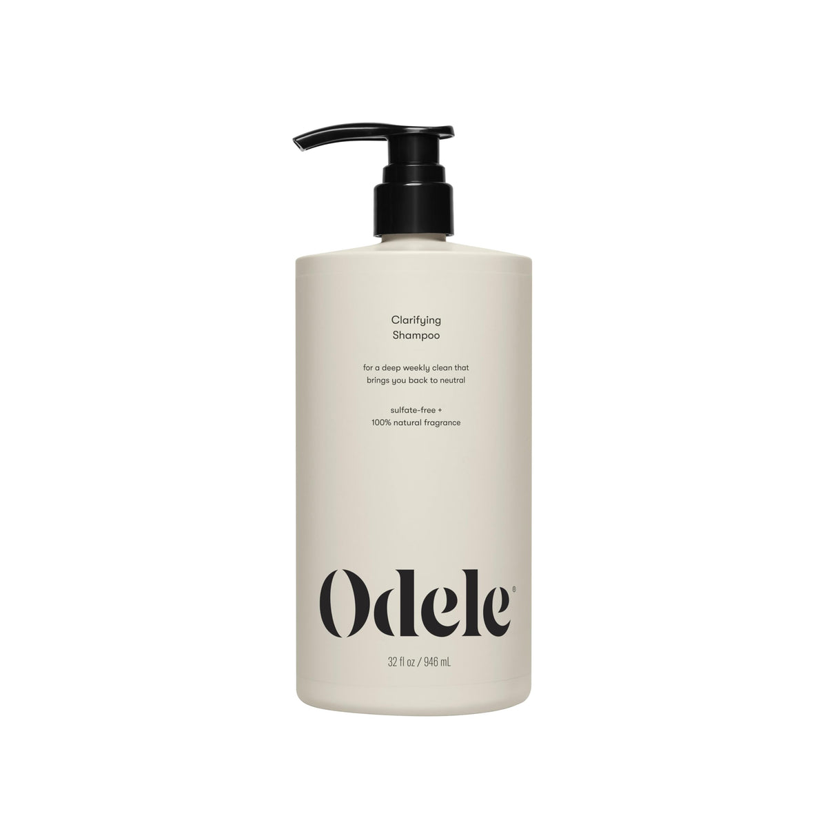 Odele Clarifying sulfate-free shampoo bottle front showing deep-clean benefits for all hair types