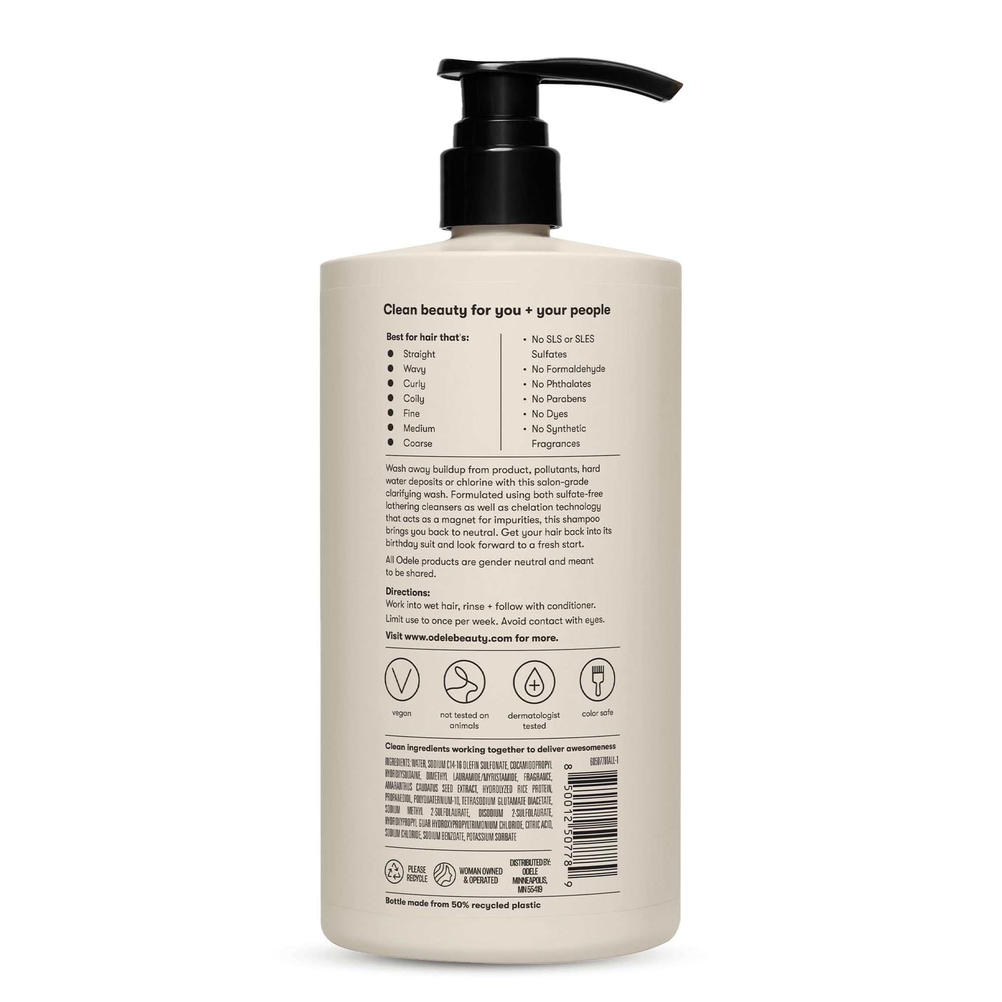 All hair types represented in a visual for Odele clarifying shampoo color-safe cleansing