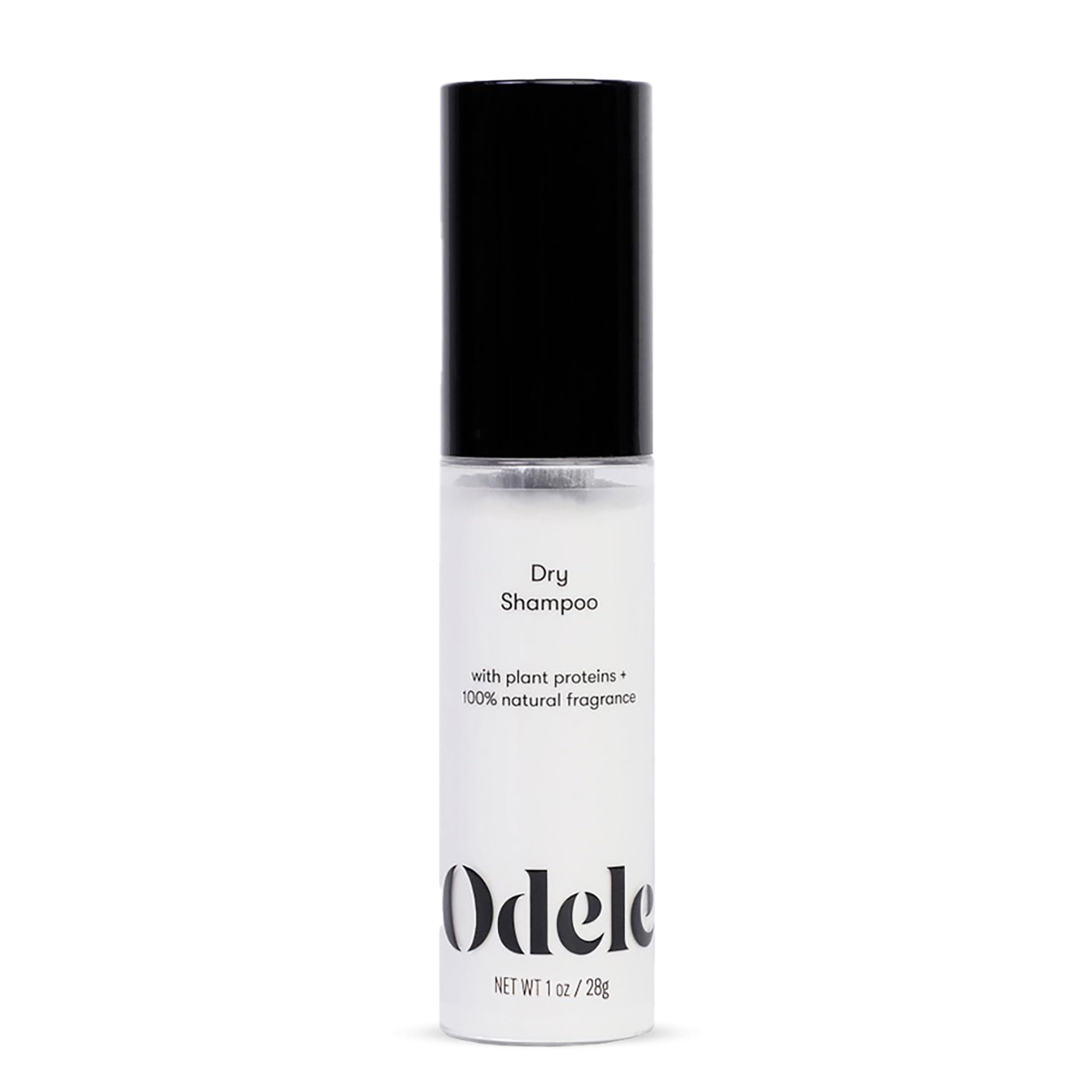 Odele dry shampoo bottle showing root-absorption action for oil control