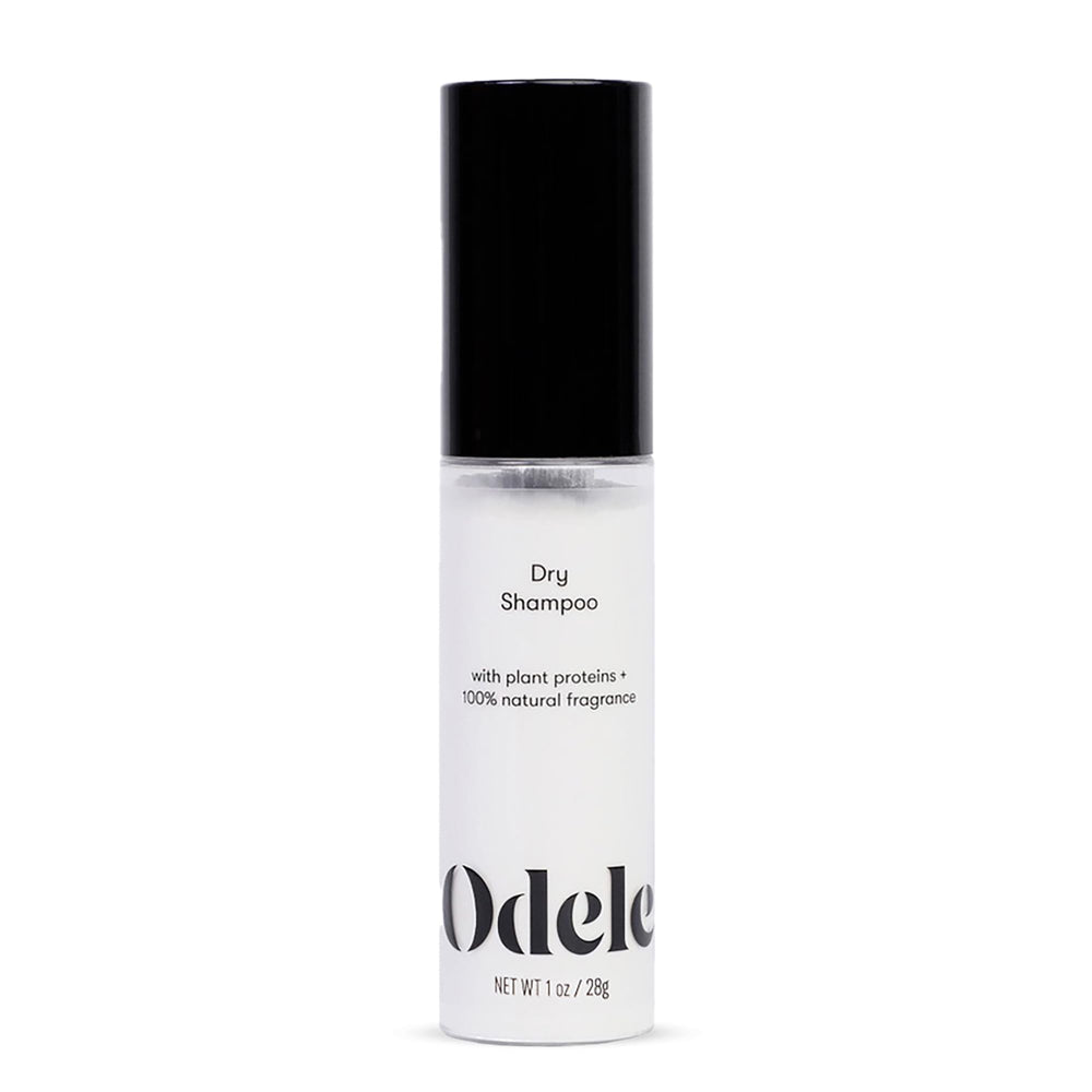 Odele dry shampoo bottle showing root-absorption action for oil control
