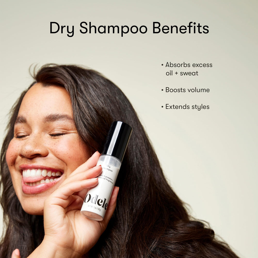 Odele dry shampoo translucent powder blending invisibly on hair