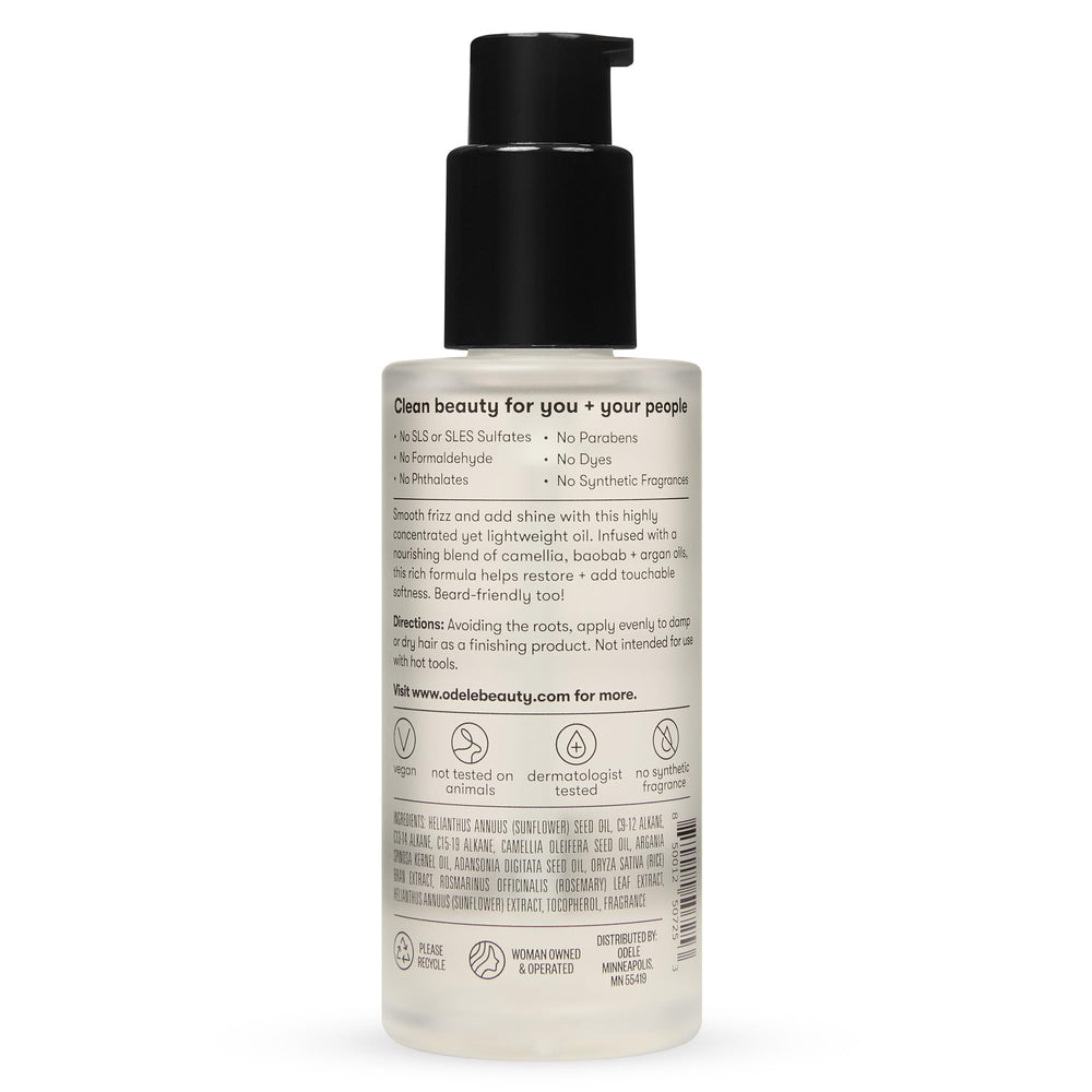 ODELE Hair Oil dermatologist-tested, vegan, and paraben-free for clean hair care.