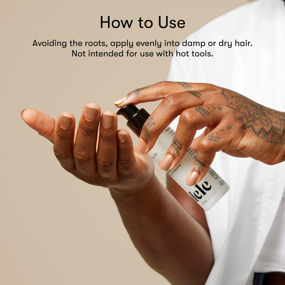 ODELE Hair Oil features camellia, baobab, argan for nourishment and shine.