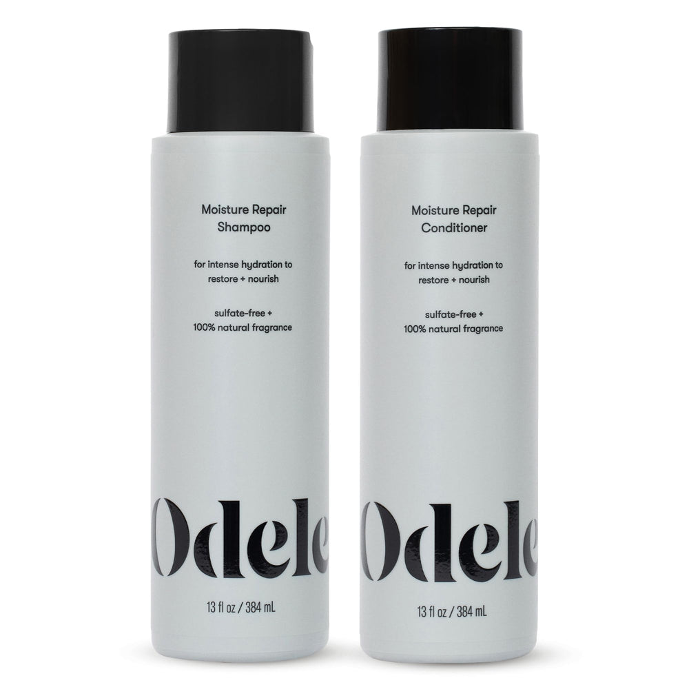 Odele champú de reparación con hidratación en botella, ideal para cabello seco.