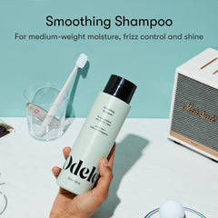 Odele Smoothing Shampoo rich lather close-up highlights frizz control and shine potential