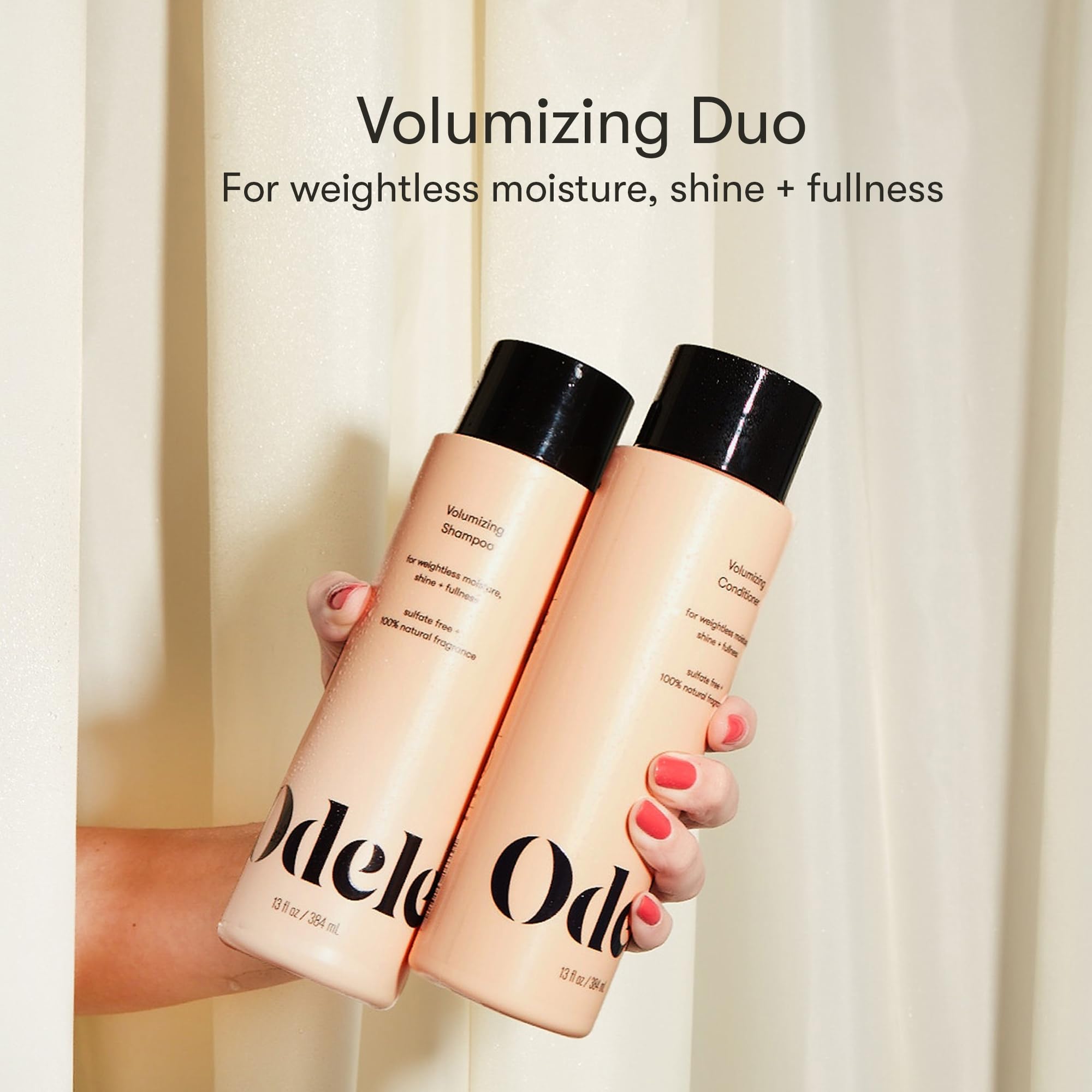Odele volumizing conditioner bottle highlights pairing for lift and manageability
