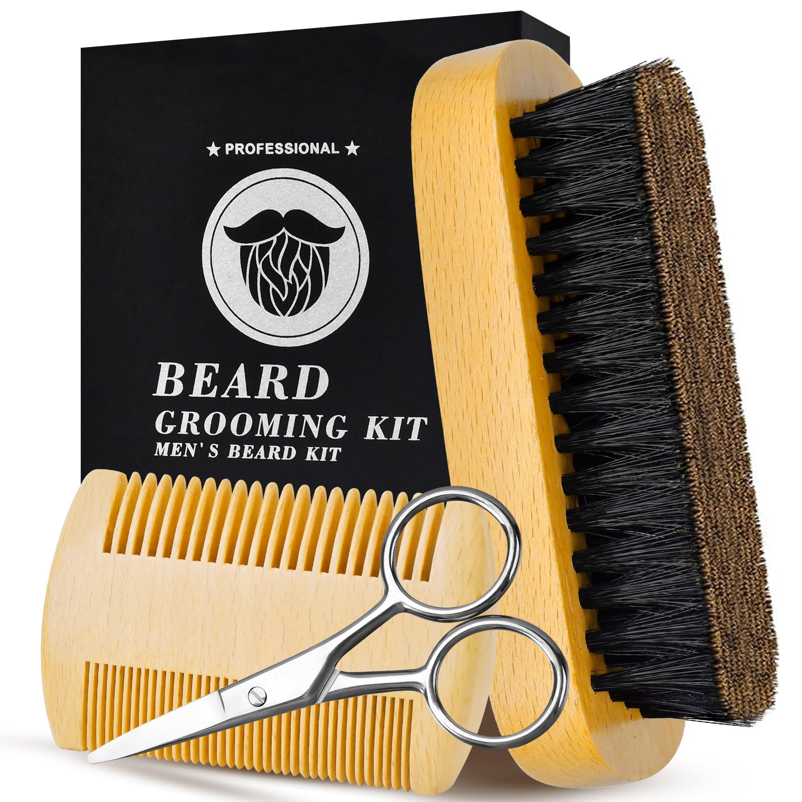 OEAGO cepillo de barba natural para un acabado suave y manejable