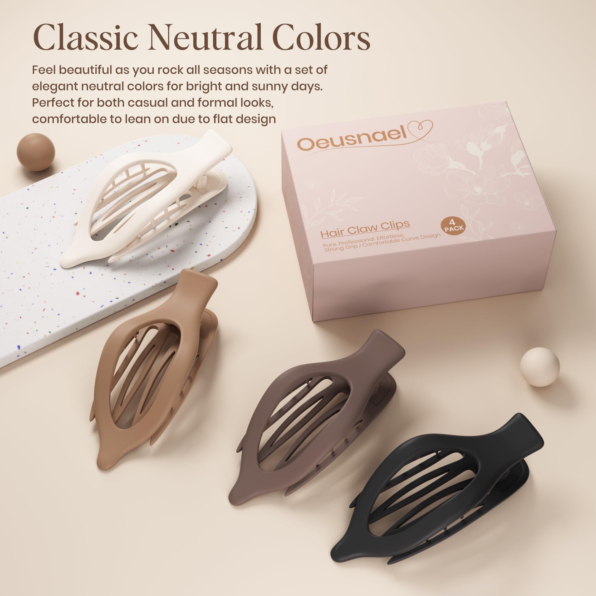Pinza plana de color neutro Oeusnael, combina con cualquier look.