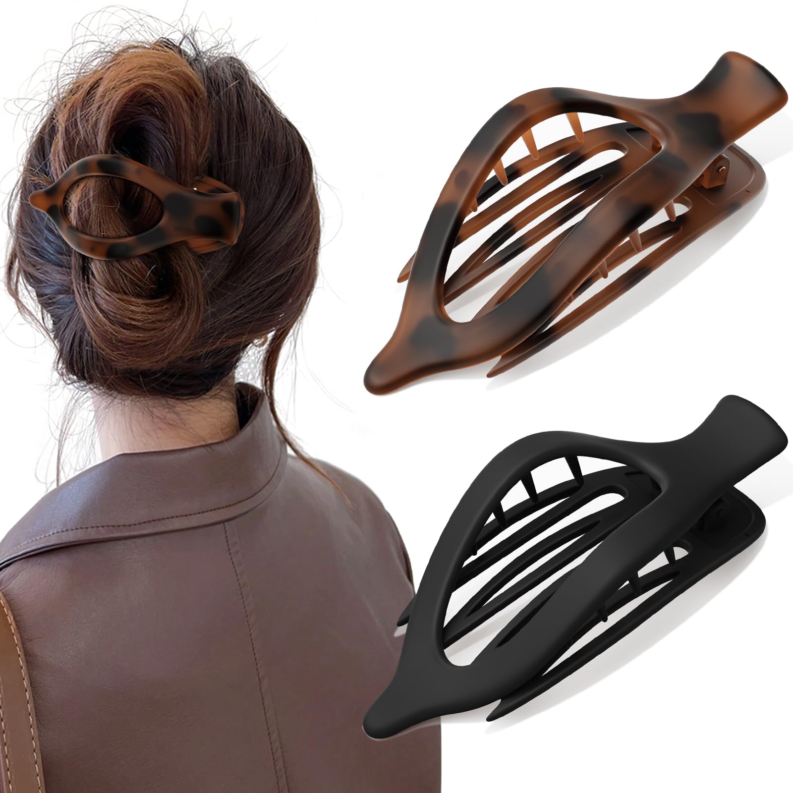 Oeusnael clip plano grande negro ofrece agarre firme y comodidad para cabello grueso.