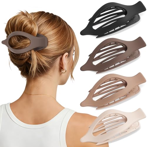 Oeusnael clip plano grande negro para un agarre firme en cabello grueso.