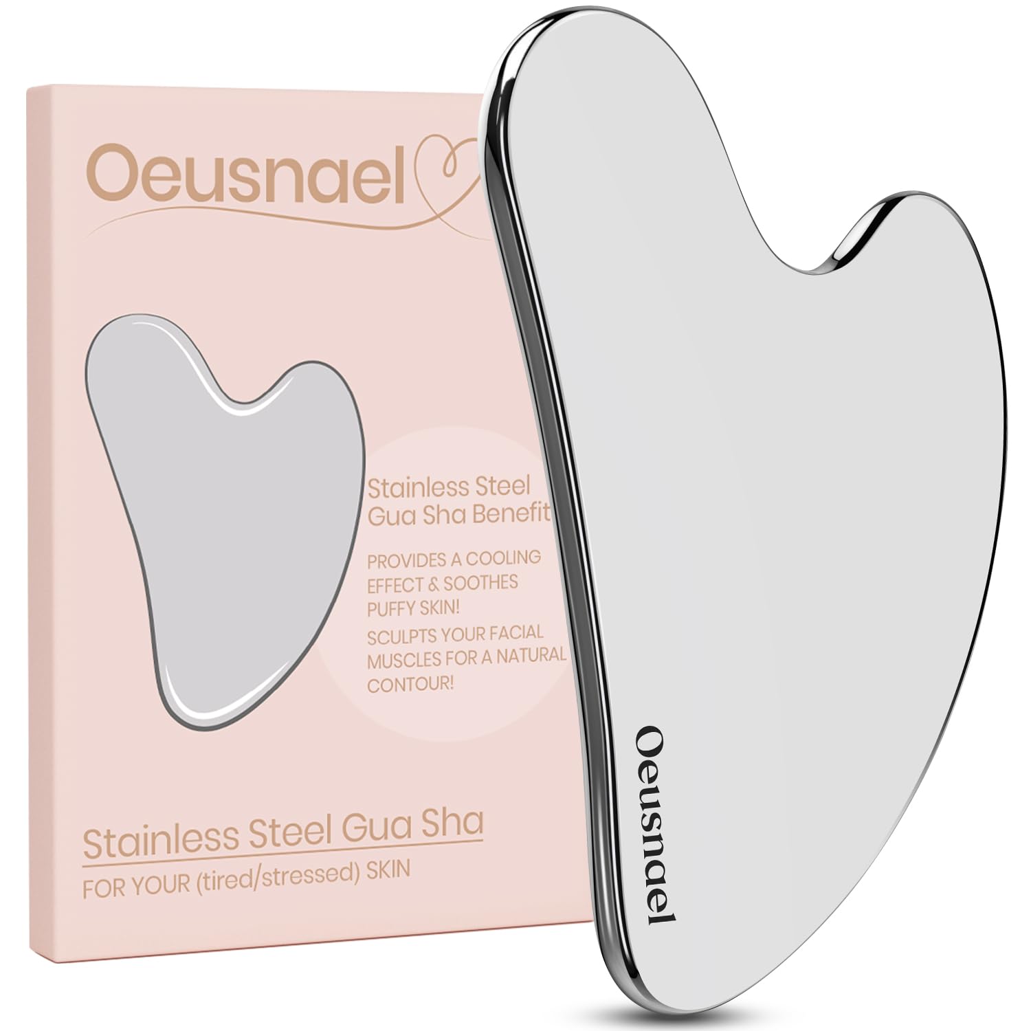 Oeusnael Guasha de acero inoxidable para rostro, efecto frío desinflama.