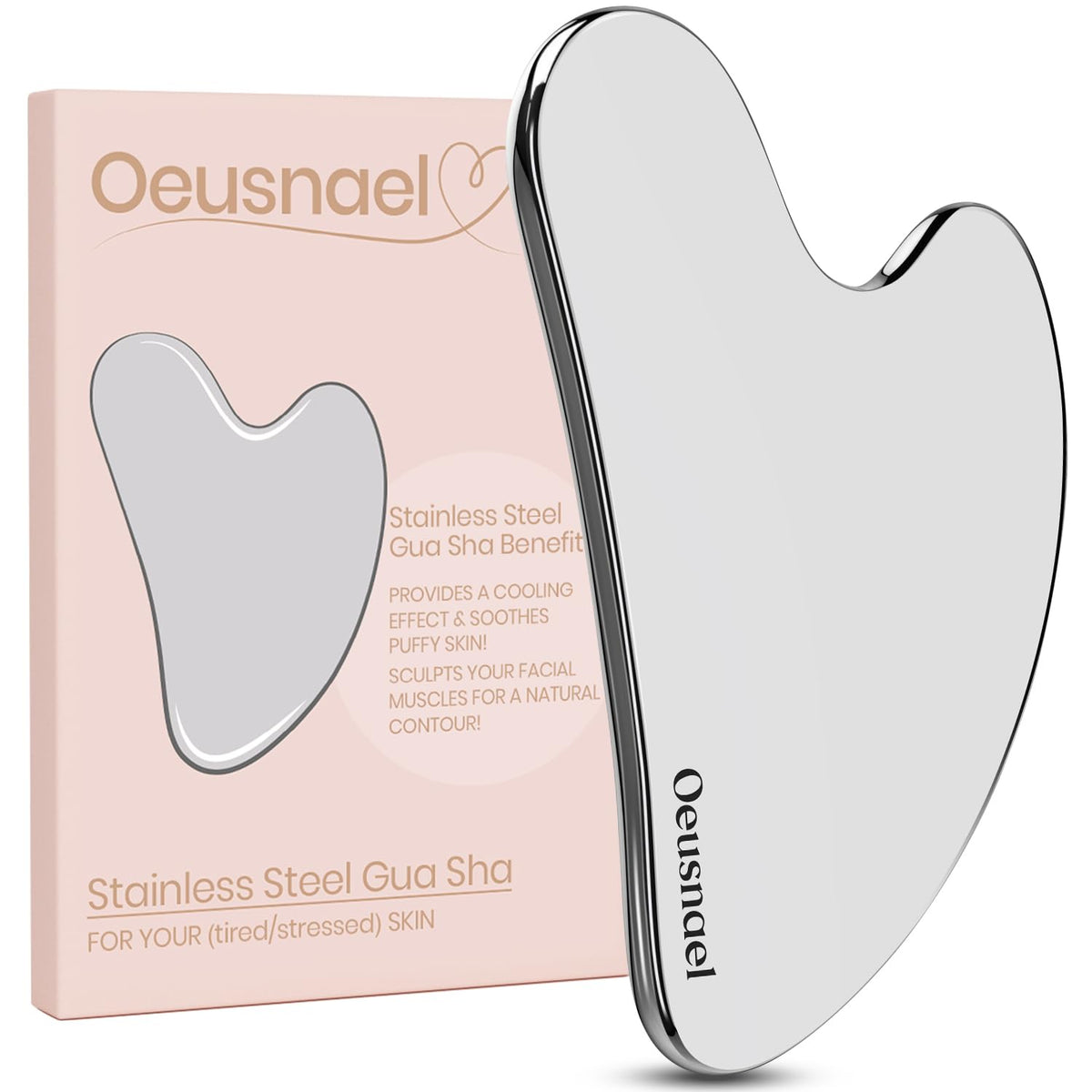 Oeusnael Guasha de acero inoxidable para rostro, efecto frío desinflama.
