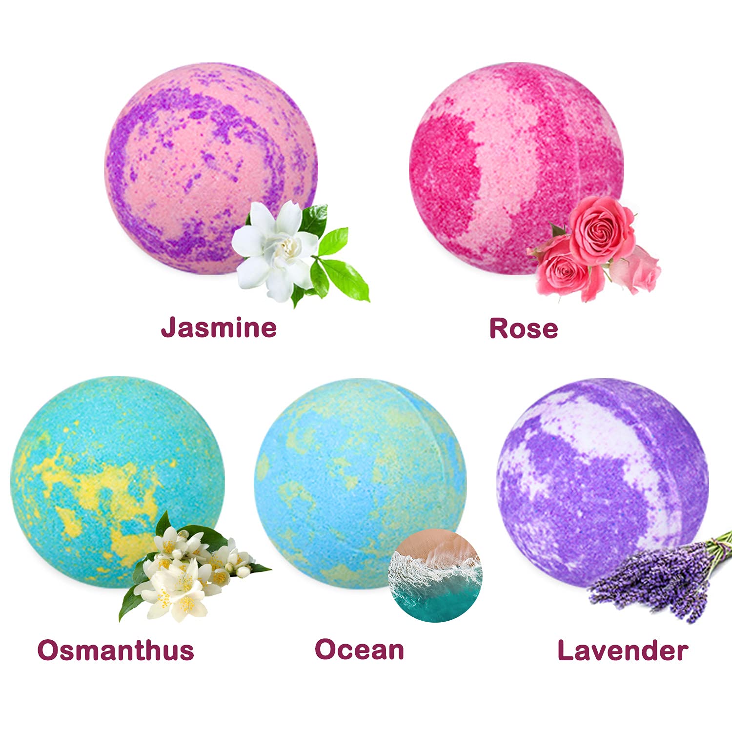 OFUN bombas de baño color océano, burbujeantes y vibrantes para revitalizar.