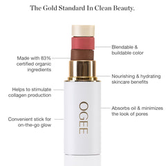 Ogee bâton sculptant pores Ambre pour lisser l’apparence des pores.