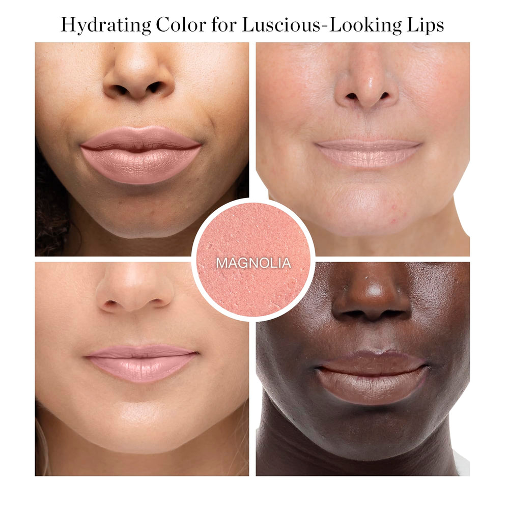 Ogee Magnolia teinte subtile sur les lèvres, résultat frais.