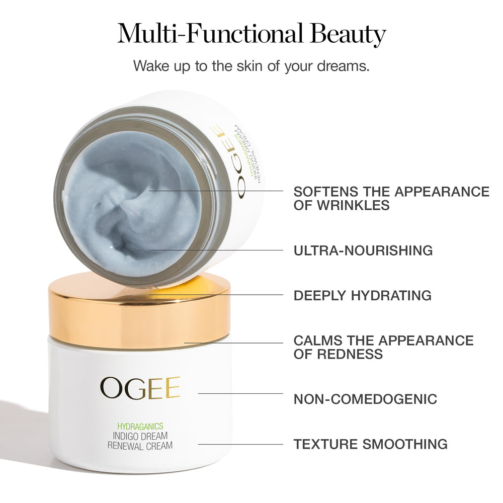 Ogee Indigo Dream muestra extracto Acmella para piel condicionada