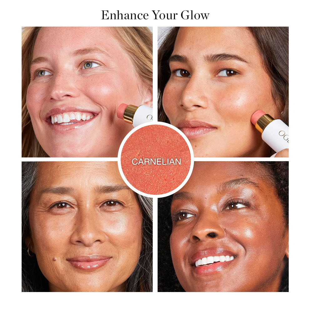Ogee Sculpted Face Stick Carnelian: brillo iluminador para resaltar rasgos.