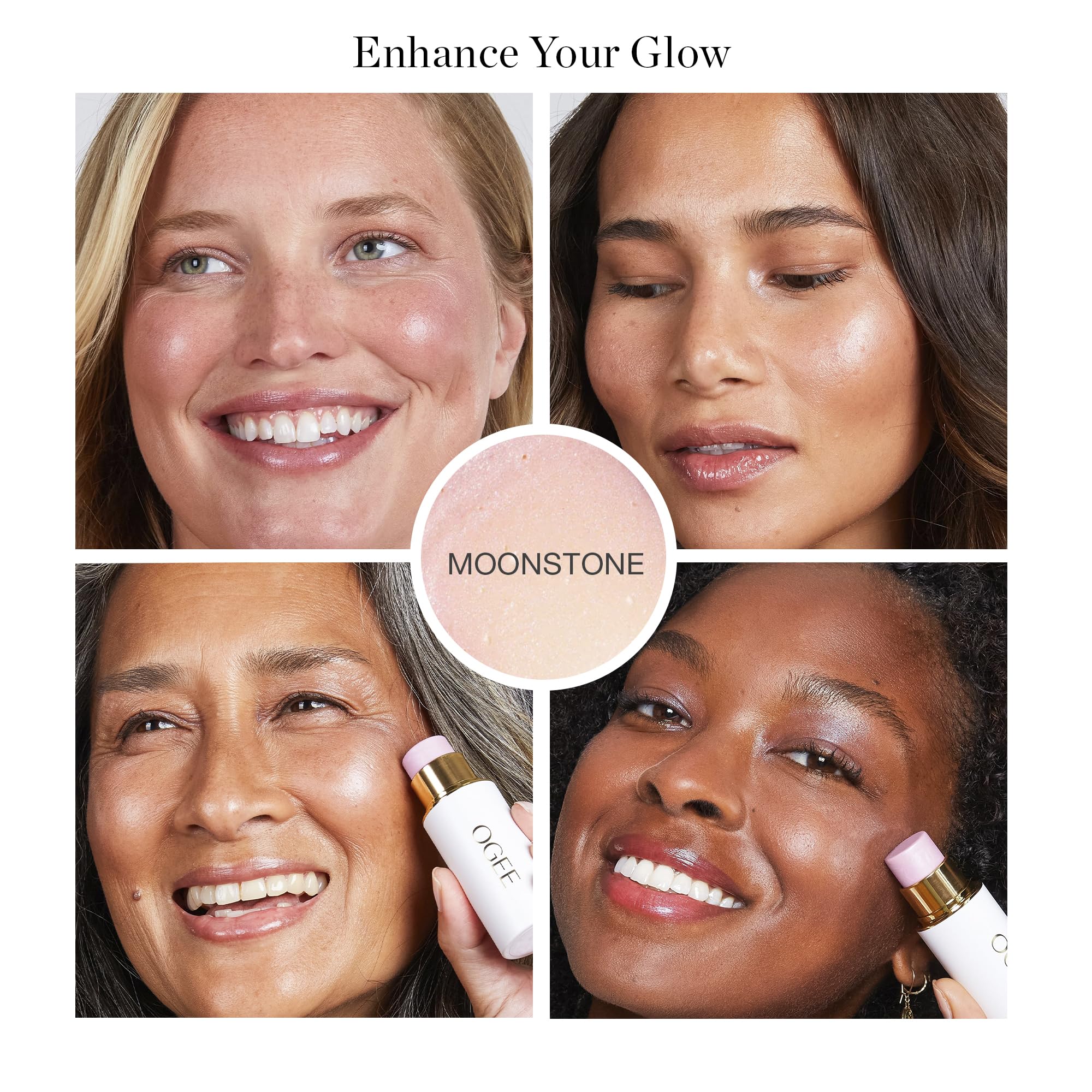 Ogee Sculpted Face Stick Moonstone Ultraviolet Sheen, iluminación del puente nasal para brillo sutil