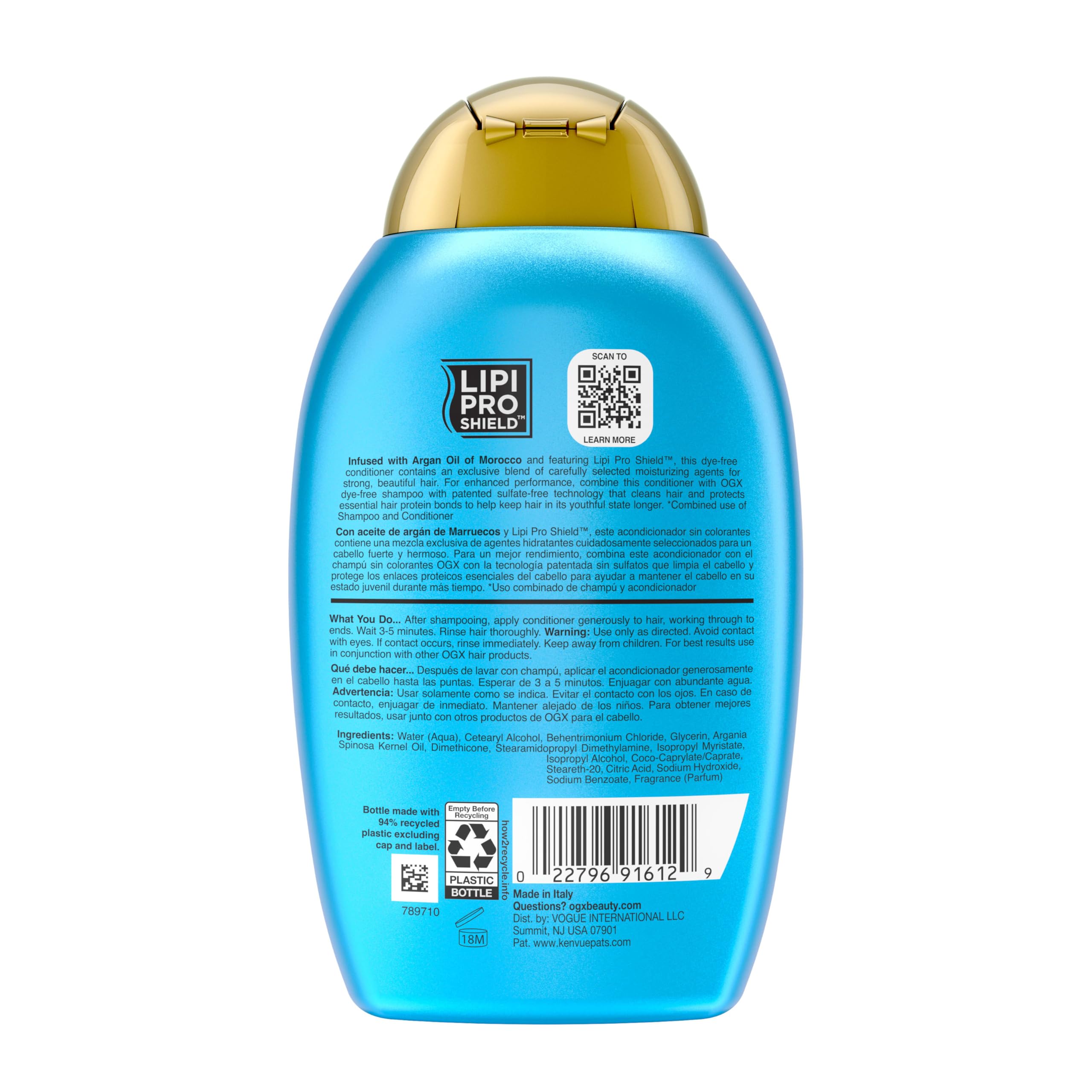 Cabello suave y brillante tras primera aplicación de OGX