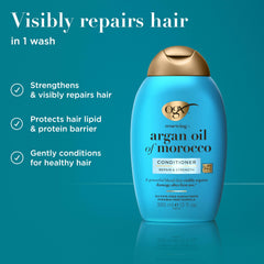 Textura cremosa del acondicionador OGX para suavidad del cabello